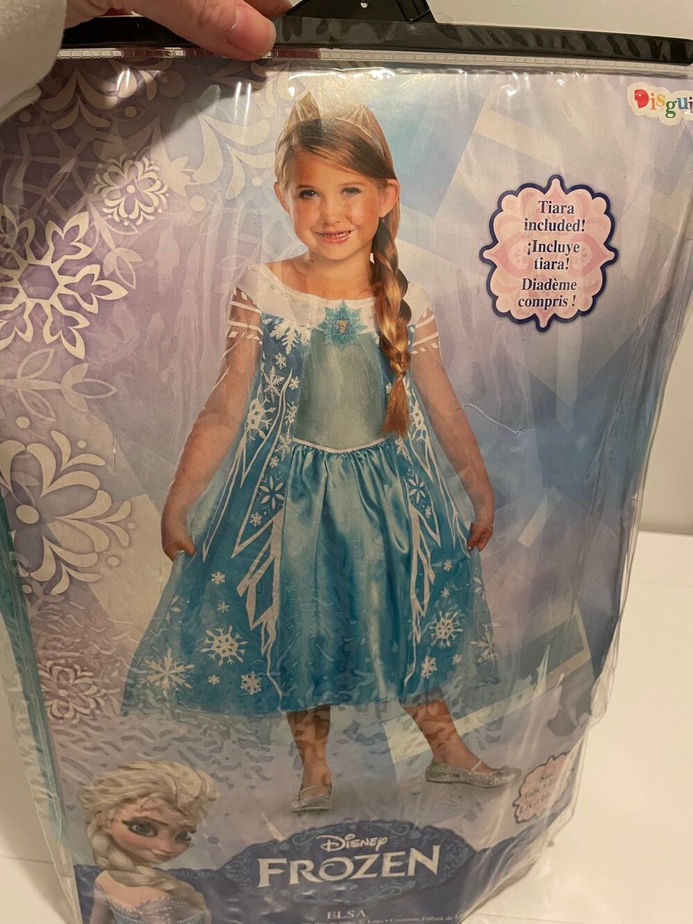 Disney Frozen Brand Girl's size Large 10/12 Elsa Costume Dress & Tiara